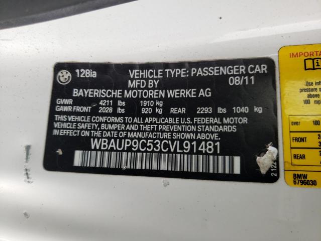 Photo 10 from auction – 2012 BMW 128 I with VIN WBAUP9C53CVL91481
