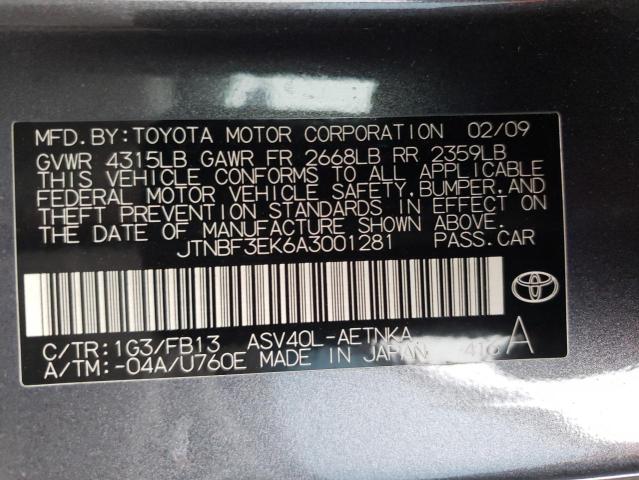 Photo 10 from auction – 2010 TOYOTA CAMRY BASE with VIN JTNBF3EK6A3001281