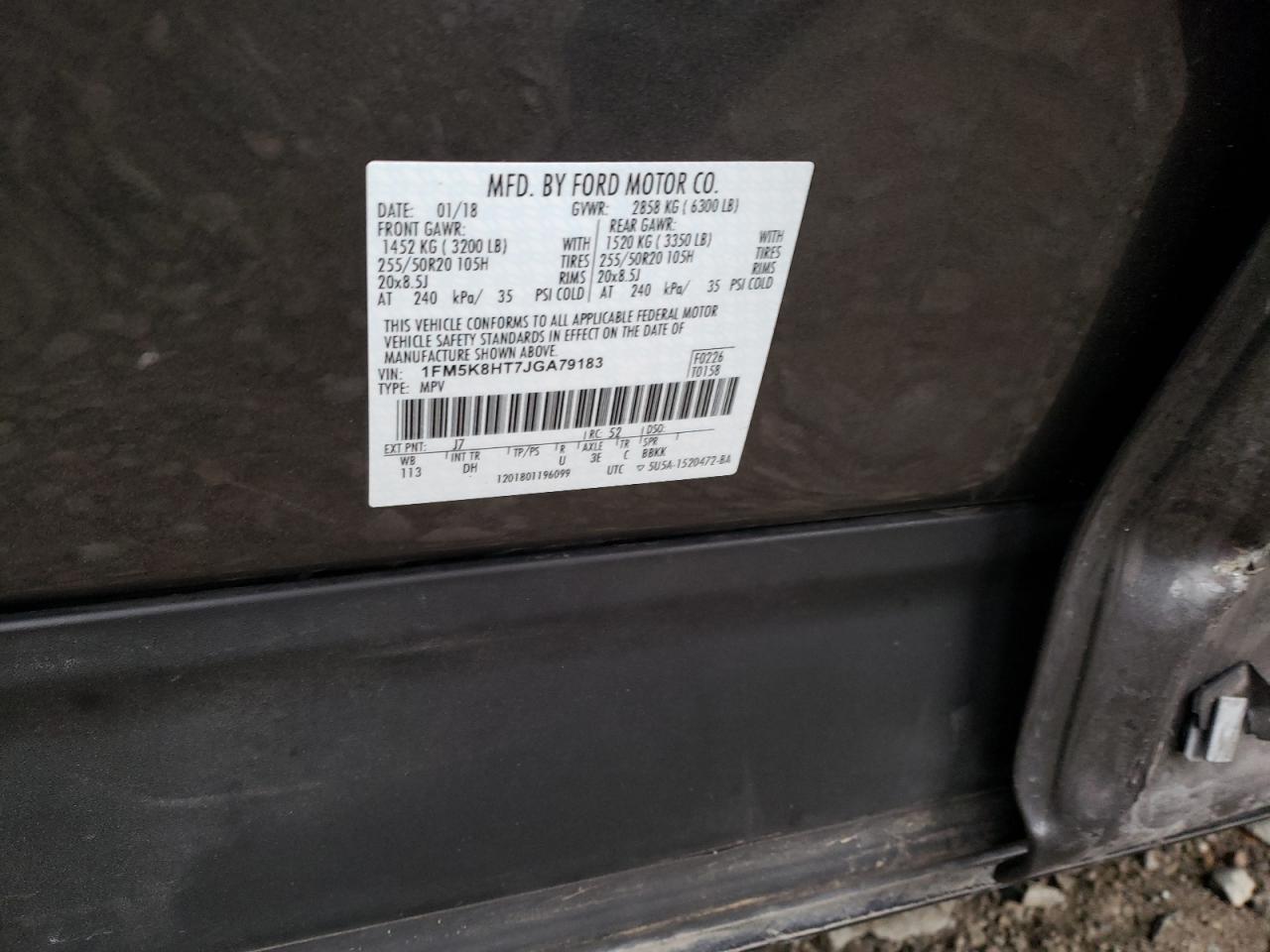 Photo 10 from auction – 2018 FORD EXPLORER P with VIN 1FM5K8HT7JGA79183