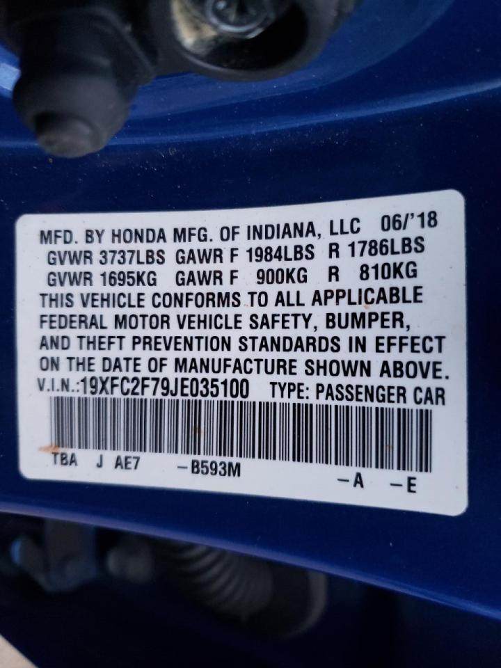 Photo 10 from auction – 2018 HONDA CIVIC EX with VIN 19XFC2F79JE035100