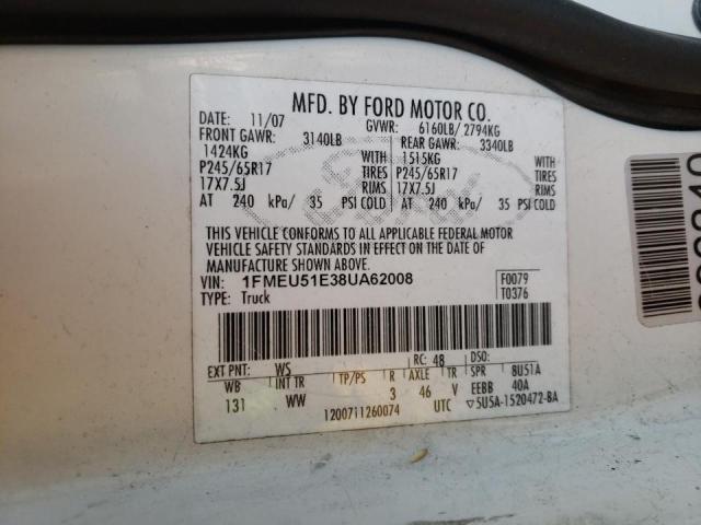 Photo 10 from auction – 2008 FORD EXPLORER S with VIN 1FMEU51E38UA62008