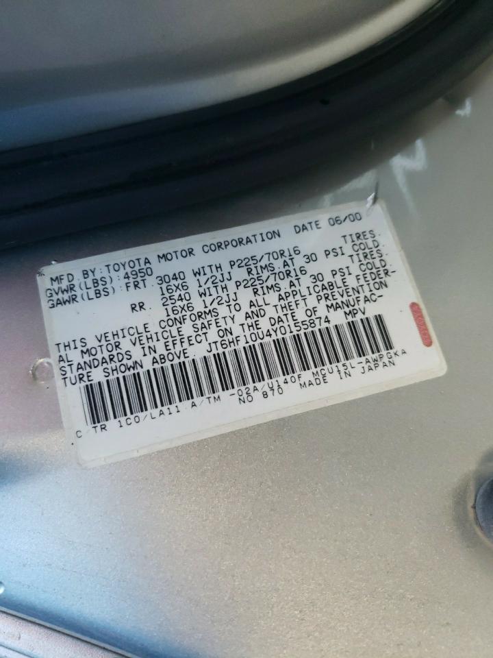 Photo 10 from auction – 2000 LEXUS RX300 with VIN JT6HF10U4Y0155874