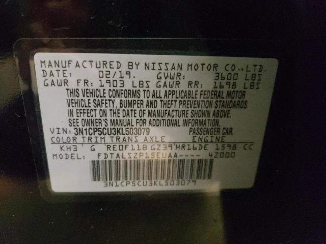 Photo 10 from auction – 2019 NISSAN KICKS S with VIN 3N1CP5CU3KL503079