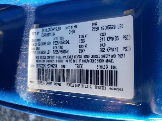 Photo 10 from auction – 2000 DODGE DAKOTA with VIN 1B7GG22N1YS704254