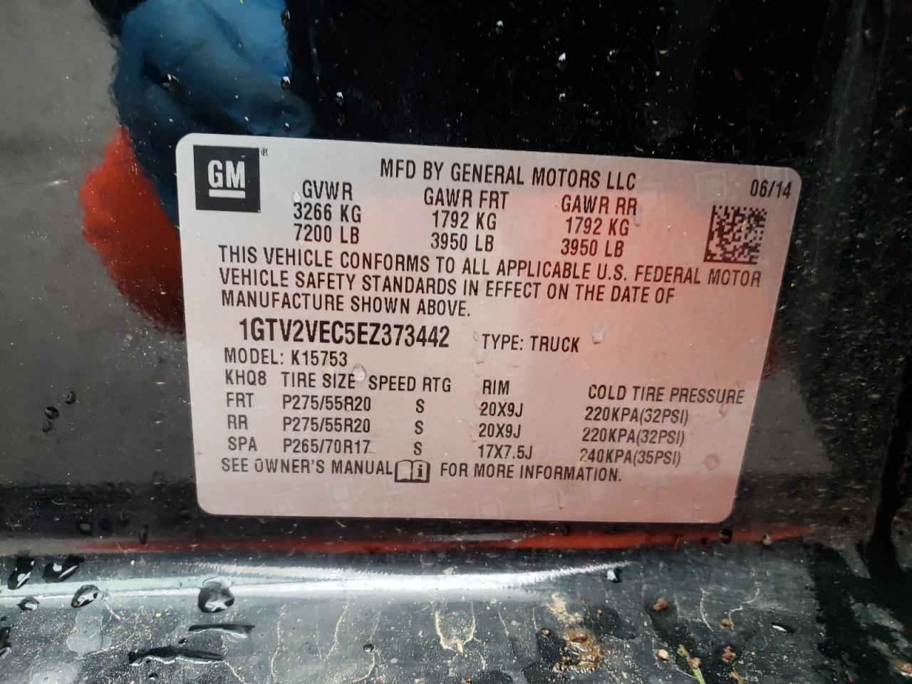 Photo 10 from auction – 2014 GMC SIERRA K15 with VIN 1GTV2VEC5EZ373442