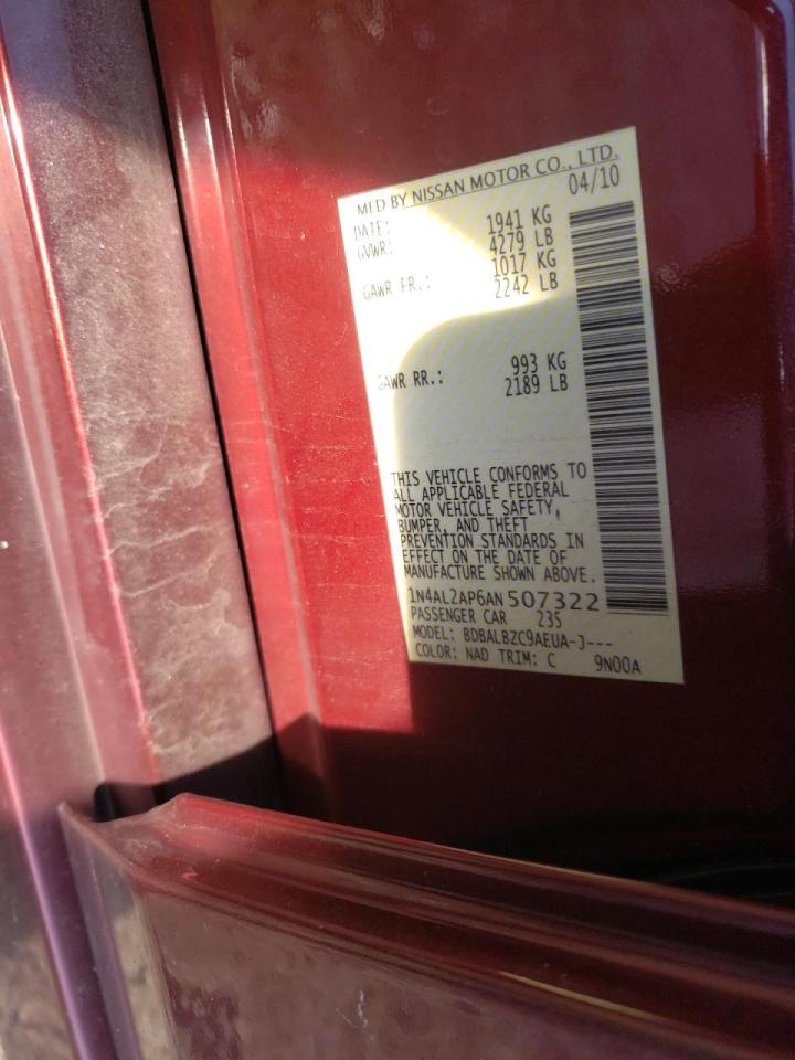 Photo 10 from auction – 2010 NISSAN ALTIMA BAS with VIN 1N4AL2AP6AN507322
