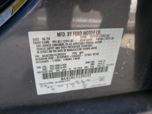FORD ECOSPORT S 2020 with VIN MAJ6S3GL7LC393333 - Photo from auction