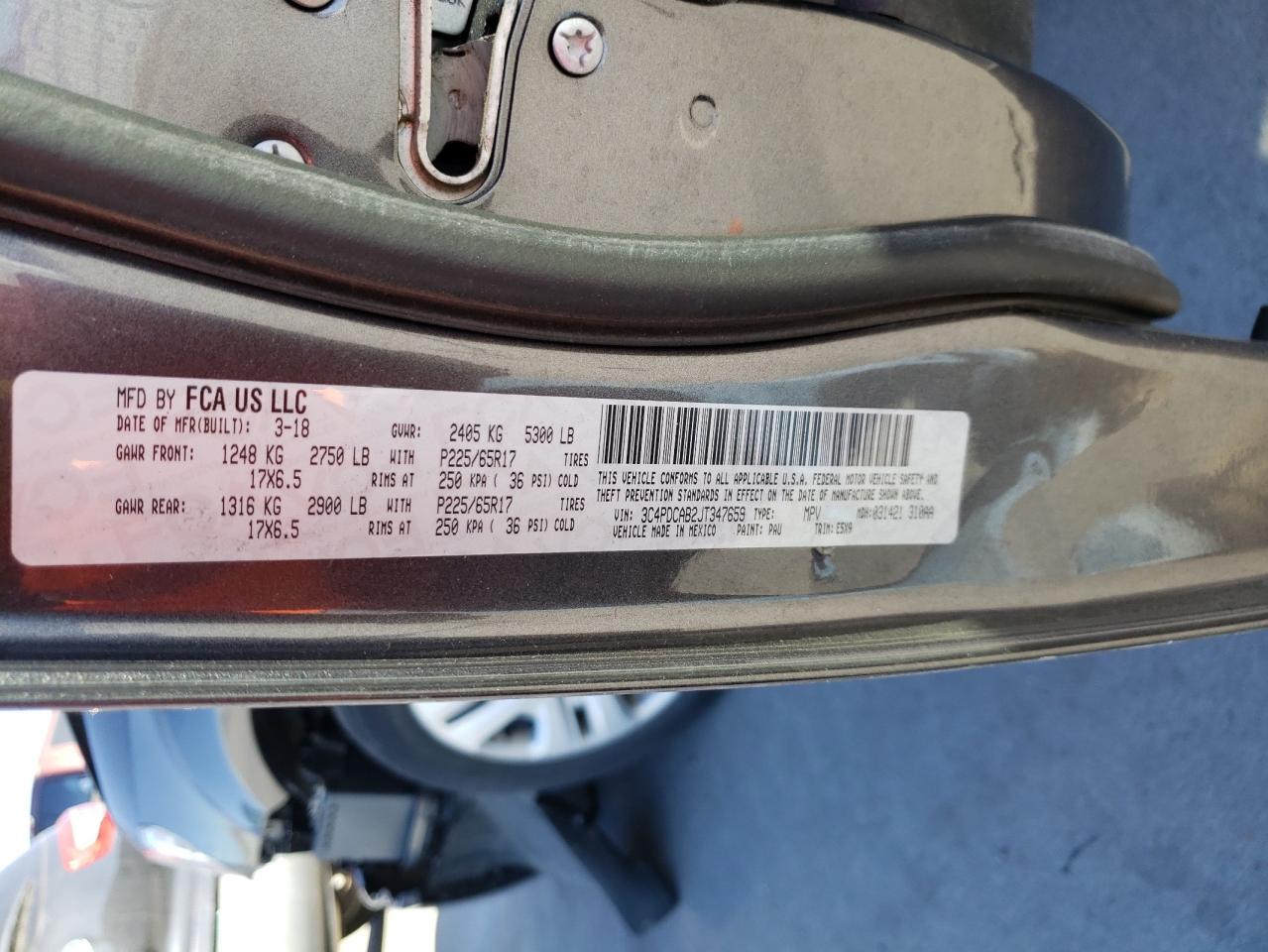 Photo 10 from auction – 2018 DODGE JOURNEY SE with VIN 3C4PDCAB2JT347659