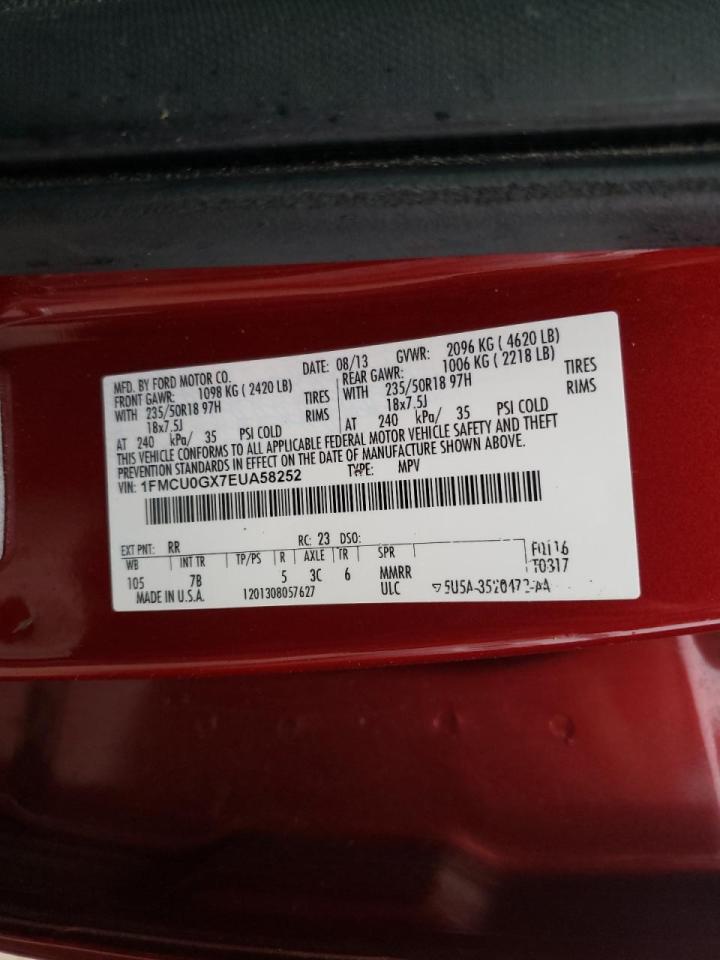 Photo 10 from auction – 2014 FORD ESCAPE SE with VIN 1FMCU0GX7EUA58252