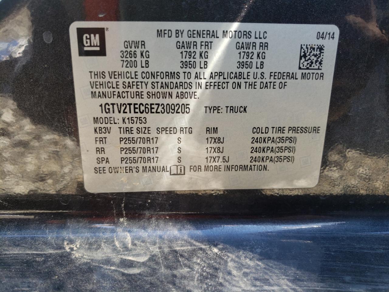 Photo 10 from auction – 2014 GMC SIERRA K15 with VIN 1GTV2TEC6EZ309205