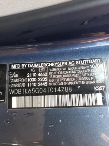 Photo 10 from auction – 2004 MERCEDES-BENZ CLK 320 with VIN WDBTK65G04T014788