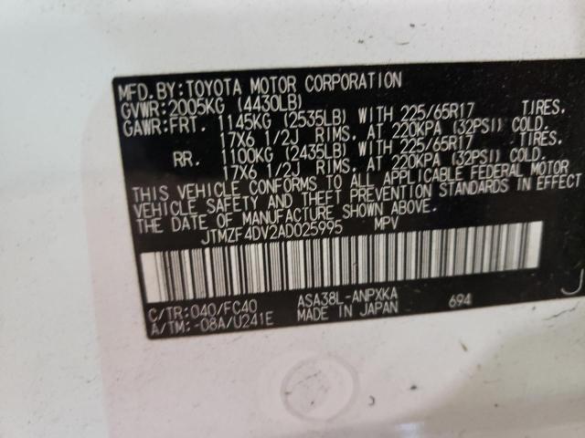 Photo 10 from auction – 2010 TOYOTA RAV4 with VIN JTMZF4DV2AD025995