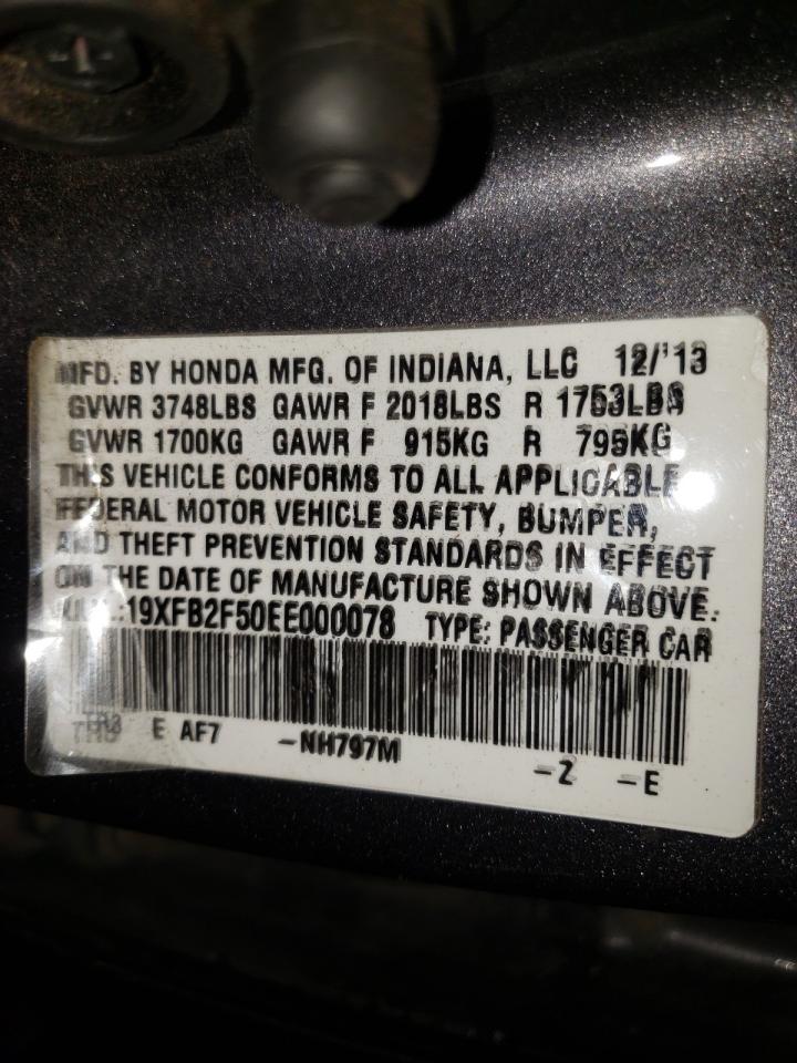 Photo 10 from auction – 2014 HONDA CIVIC LX with VIN 19XFB2F50EE000078