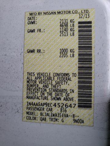 Photo 10 from auction – 2014 NISSAN MAXIMA S with VIN 1N4AA5AP9EC452647