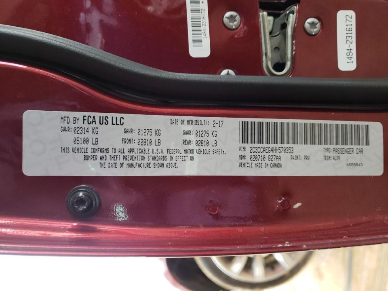 Photo 10 from auction – 2017 CHRYSLER 300C with VIN 2C3CCAEG4HH570353