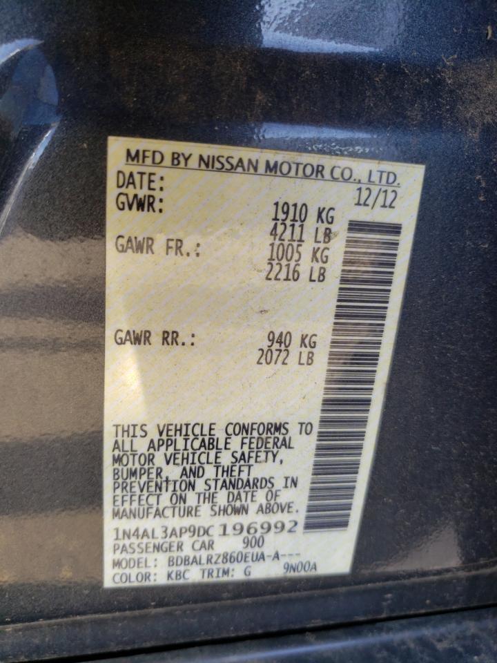 Photo 10 from auction – 2013 NISSAN ALTIMA 2.5 with VIN 1N4AL3AP9DC196992