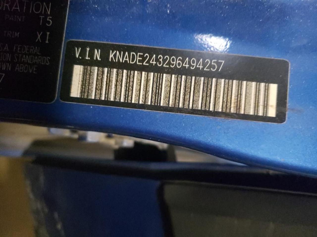 Photo 10 from auction – 2009 KIA RIO 5 SX with VIN KNADE243296494257