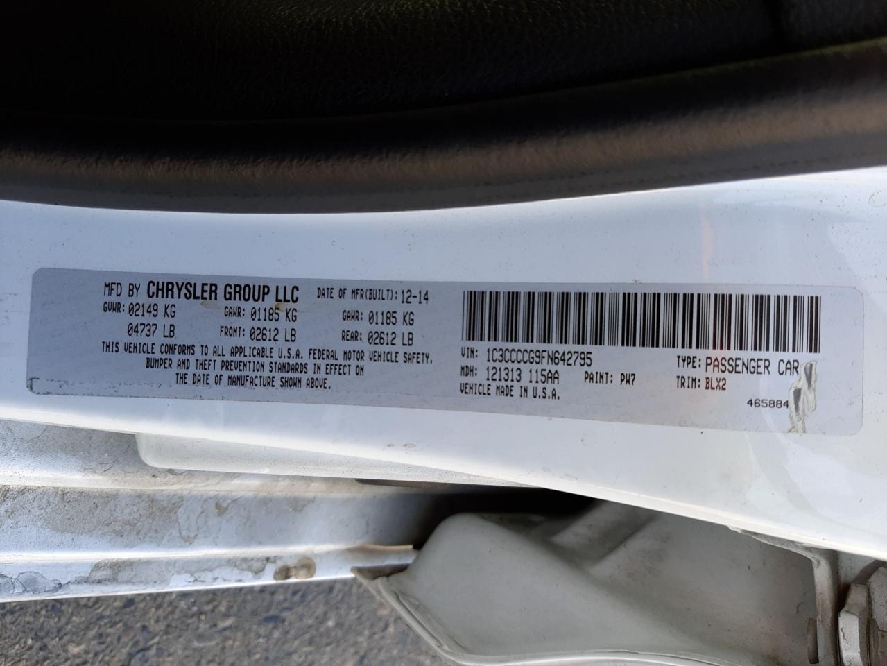Photo 10 from auction – 2015 CHRYSLER 200 C with VIN 1C3CCCCG9FN642795