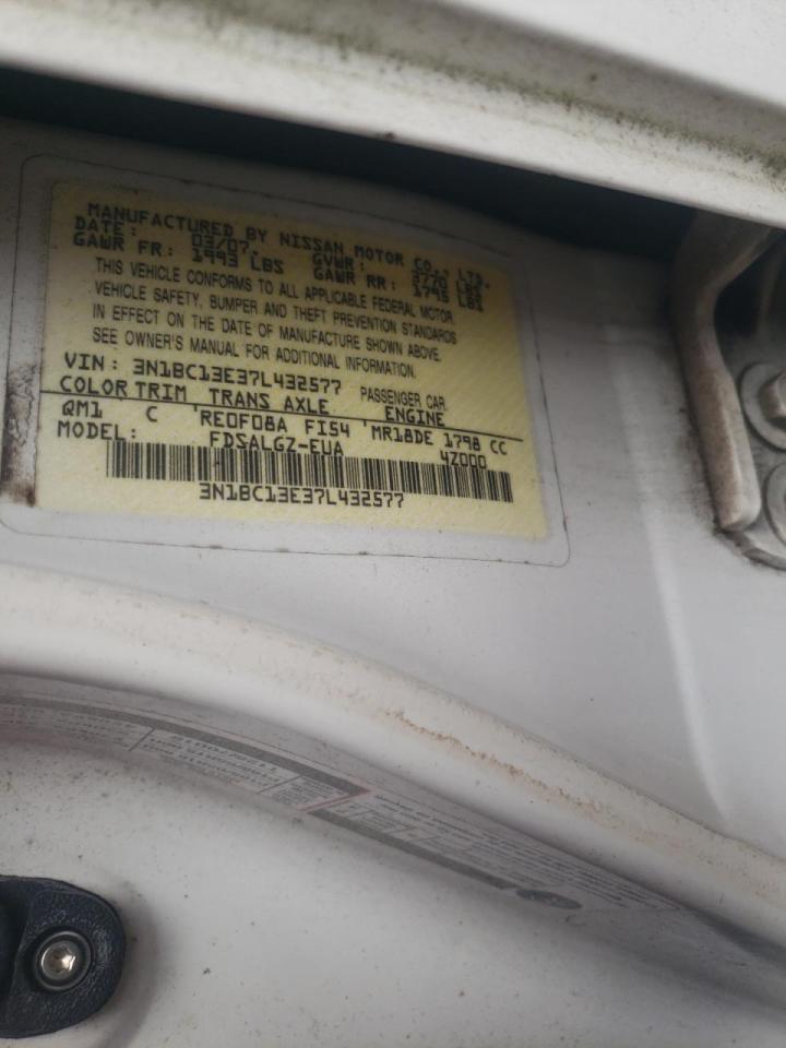 Photo 10 from auction – 2007 NISSAN VERSA S with VIN 3N1BC13E37L432577