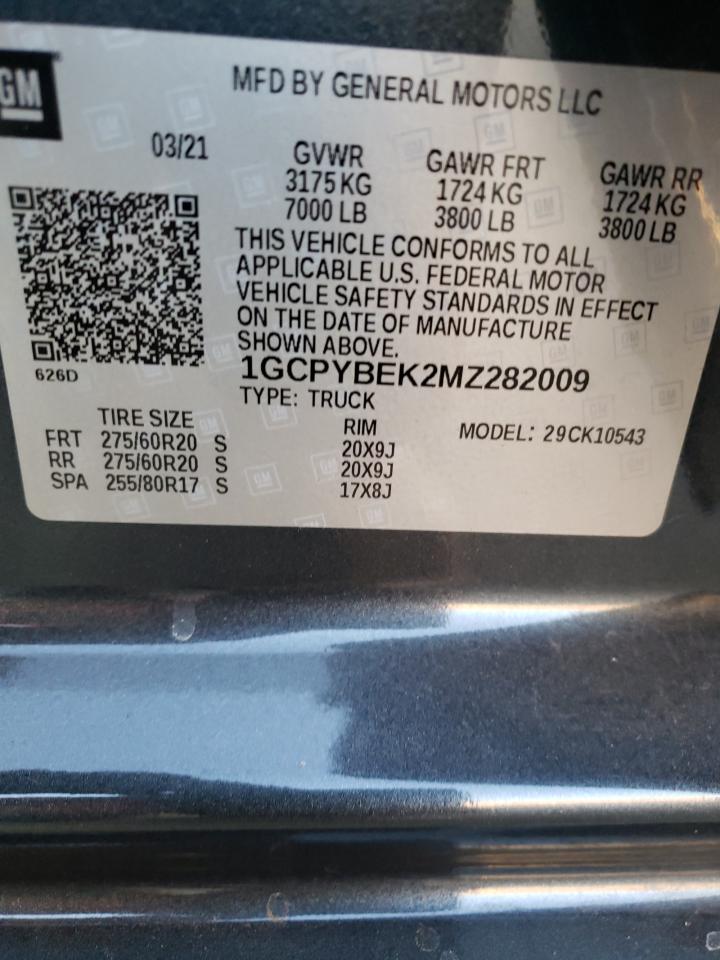 Photo 10 from auction – 2021 CHEVROLET SILVERADO with VIN 1GCPYBEK2MZ282009