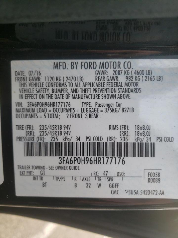Photo 20 from auction – 2017 FORD FUSION SE with VIN 3FA6P0H96HR177176