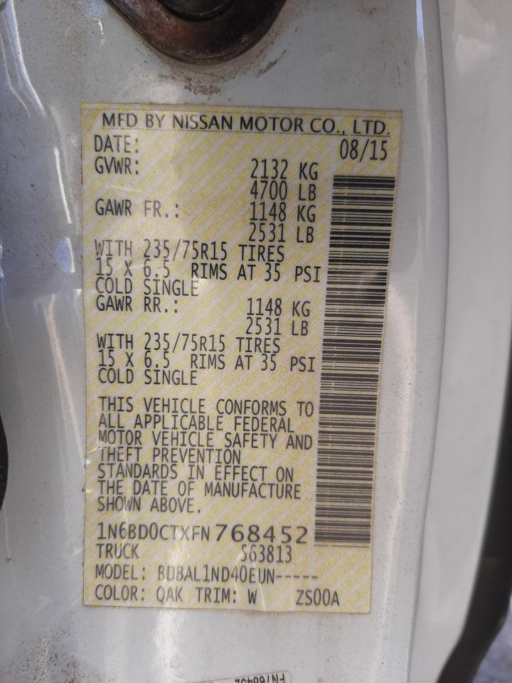 Photo 10 from auction – 2015 NISSAN FRONTIER S with VIN 1N6BD0CTXFN768452