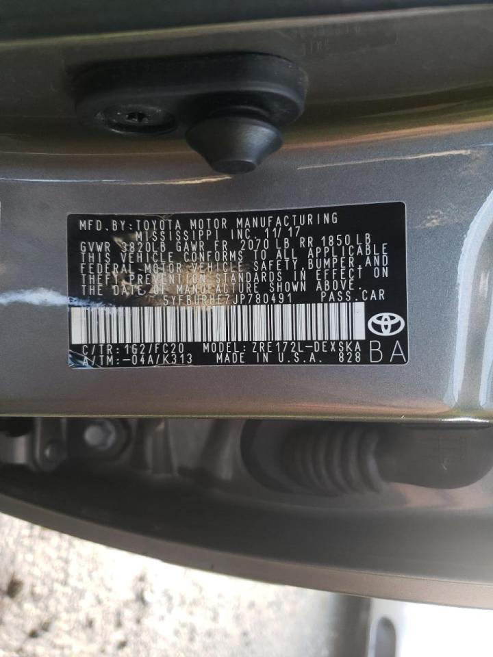 Photo 10 from auction – 2018 TOYOTA COROLLA L with VIN 5YFBURHE7JP780491