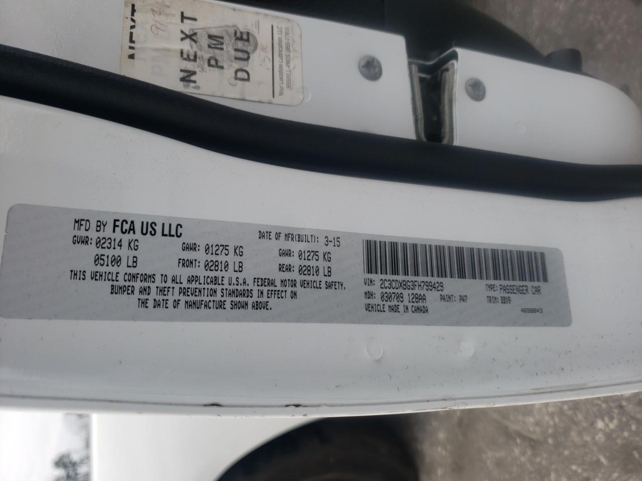 Foto 10 de la subasta – 2015 DODGE CHARGER SE con VIN 2C3CDXBG3FH799429