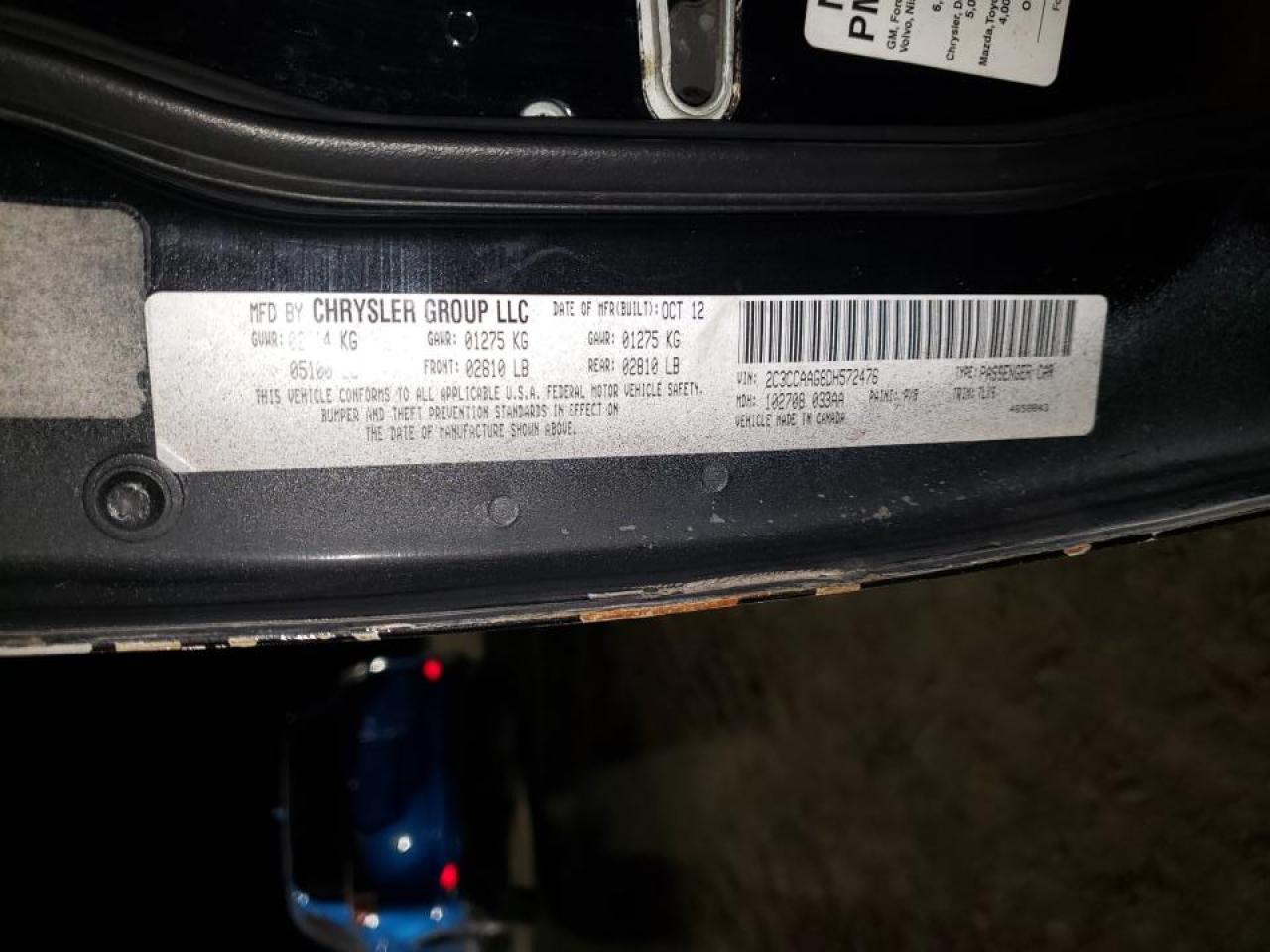 Photo 10 from auction – 2013 CHRYSLER 300 with VIN 2C3CCAAG8DH572476