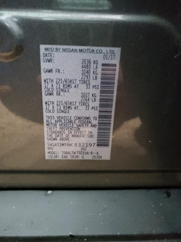 Photo 10 from auction – 2017 NISSAN ROGUE S with VIN 5N1AT2MT4HC832197