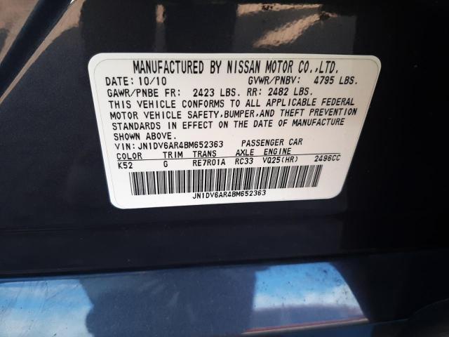 Photo 10 from auction – 2011 INFINITI G25 with VIN JN1DV6AR4BM652363
