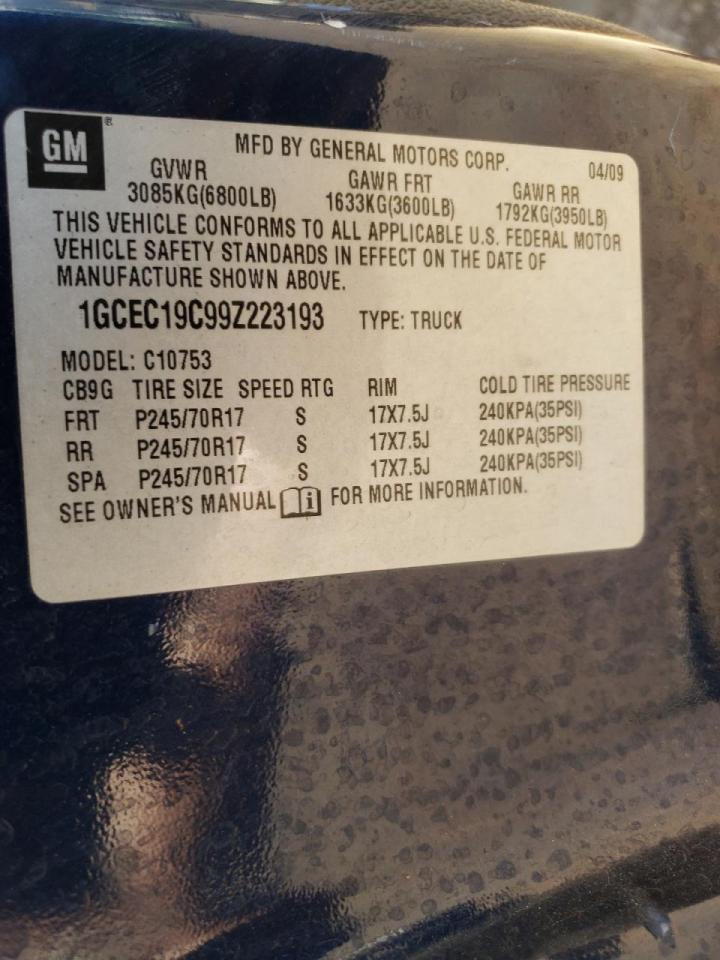 Photo 10 from auction – 2009 CHEVROLET SILVERADO with VIN 1GCEC19C99Z223193