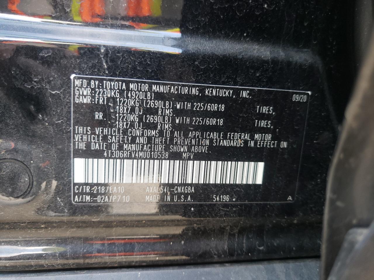 Photo 10 from auction – 2021 TOYOTA RAV4 LIMIT with VIN 4T3D6RFV4MU010538