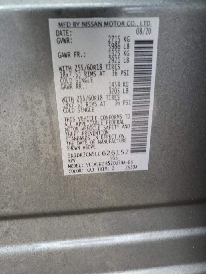 Photo 10 from auction – 2020 NISSAN PATHFINDER with VIN 5N1DR2CN5LC626152