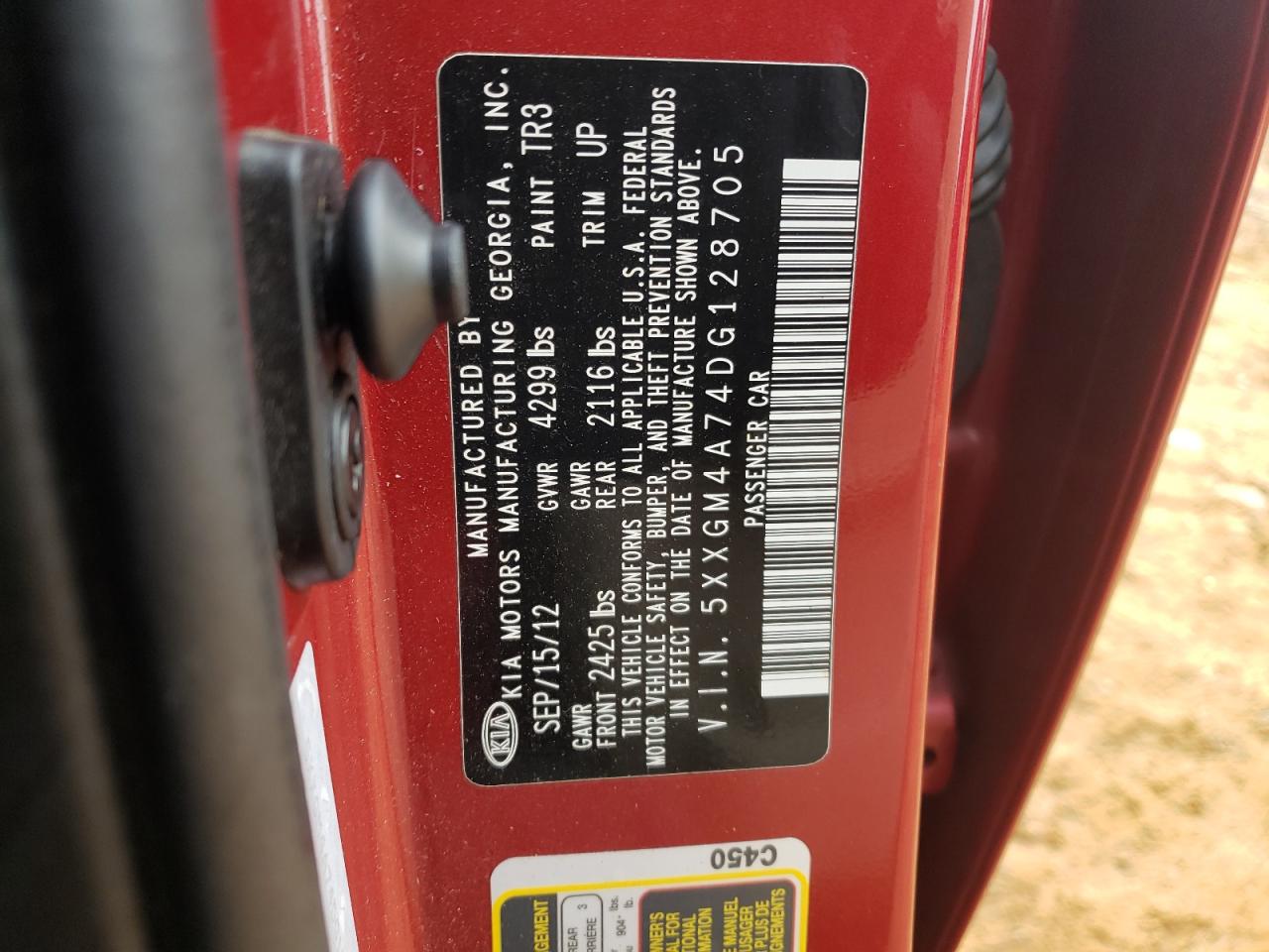 Photo 10 from auction – 2013 KIA OPTIMA LX with VIN 5XXGM4A74DG128705