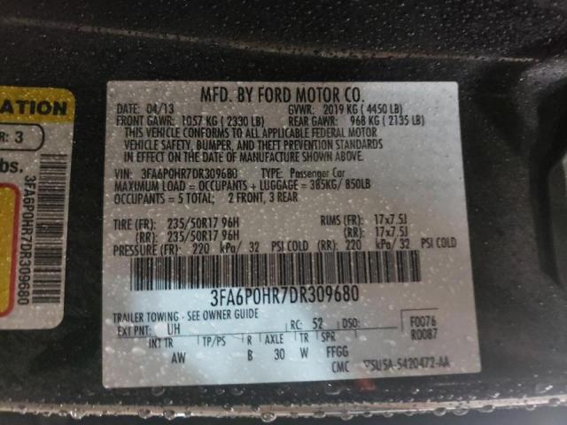 Photo 10 from auction – 2013 FORD FUSION SE with VIN 3FA6P0HR7DR309680