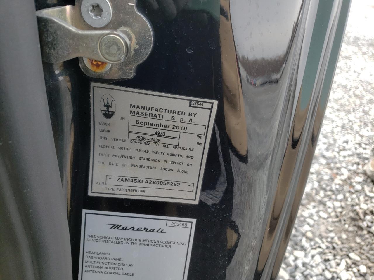 Photo 10 from auction – 2011 MASERATI GRANTURISM with VIN ZAM45KLA2B0055292