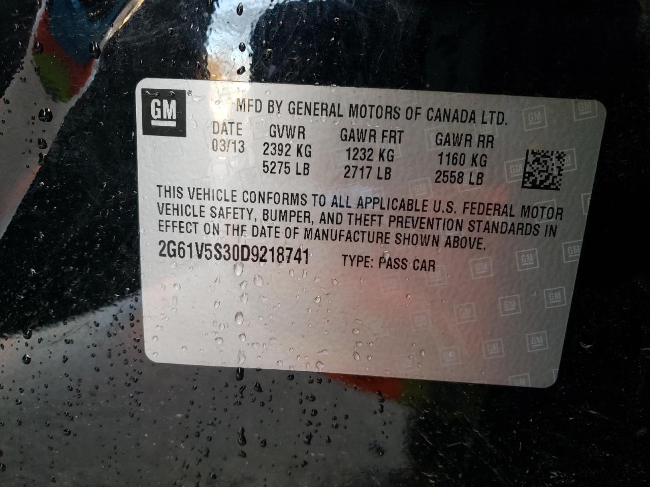 Photo 10 from auction – 2013 CADILLAC XTS PLATIN with VIN 2G61V5S30D9218741