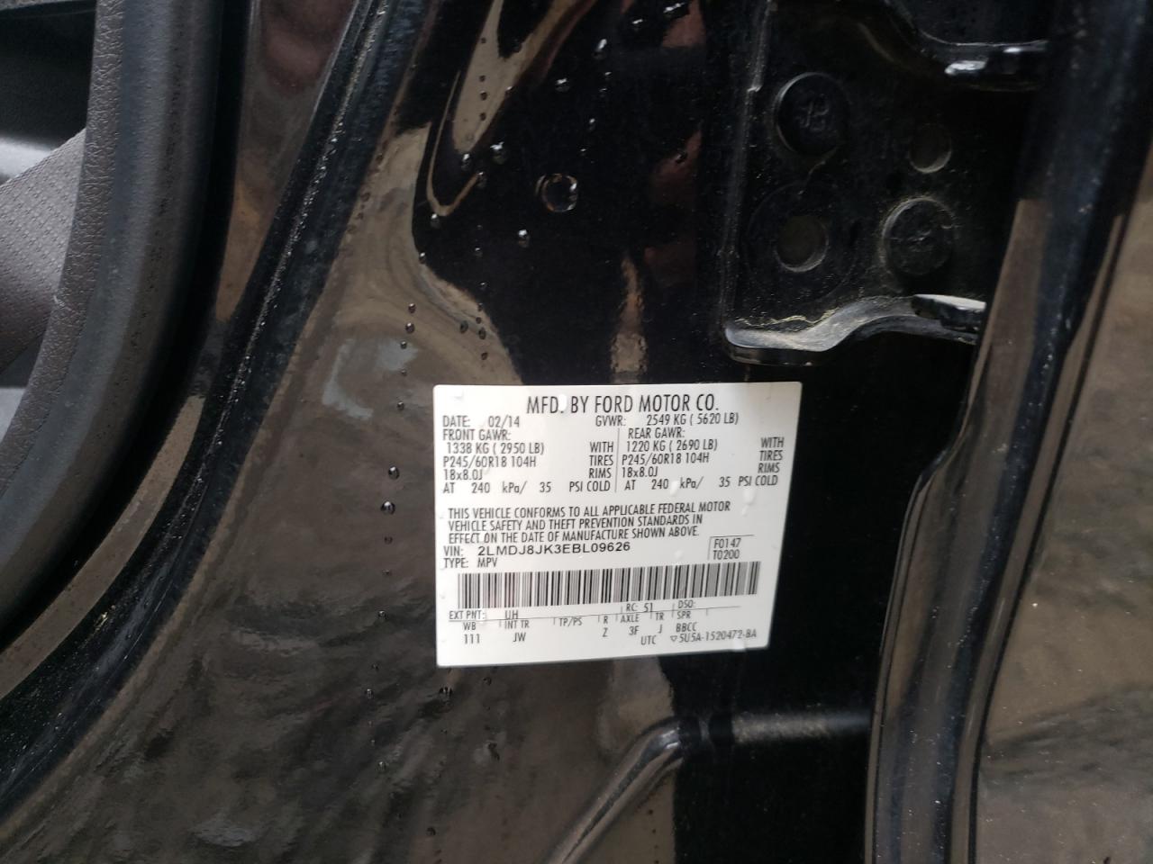 Photo 10 from auction – 2014 LINCOLN MKX with VIN 2LMDJ8JK3EBL09626
