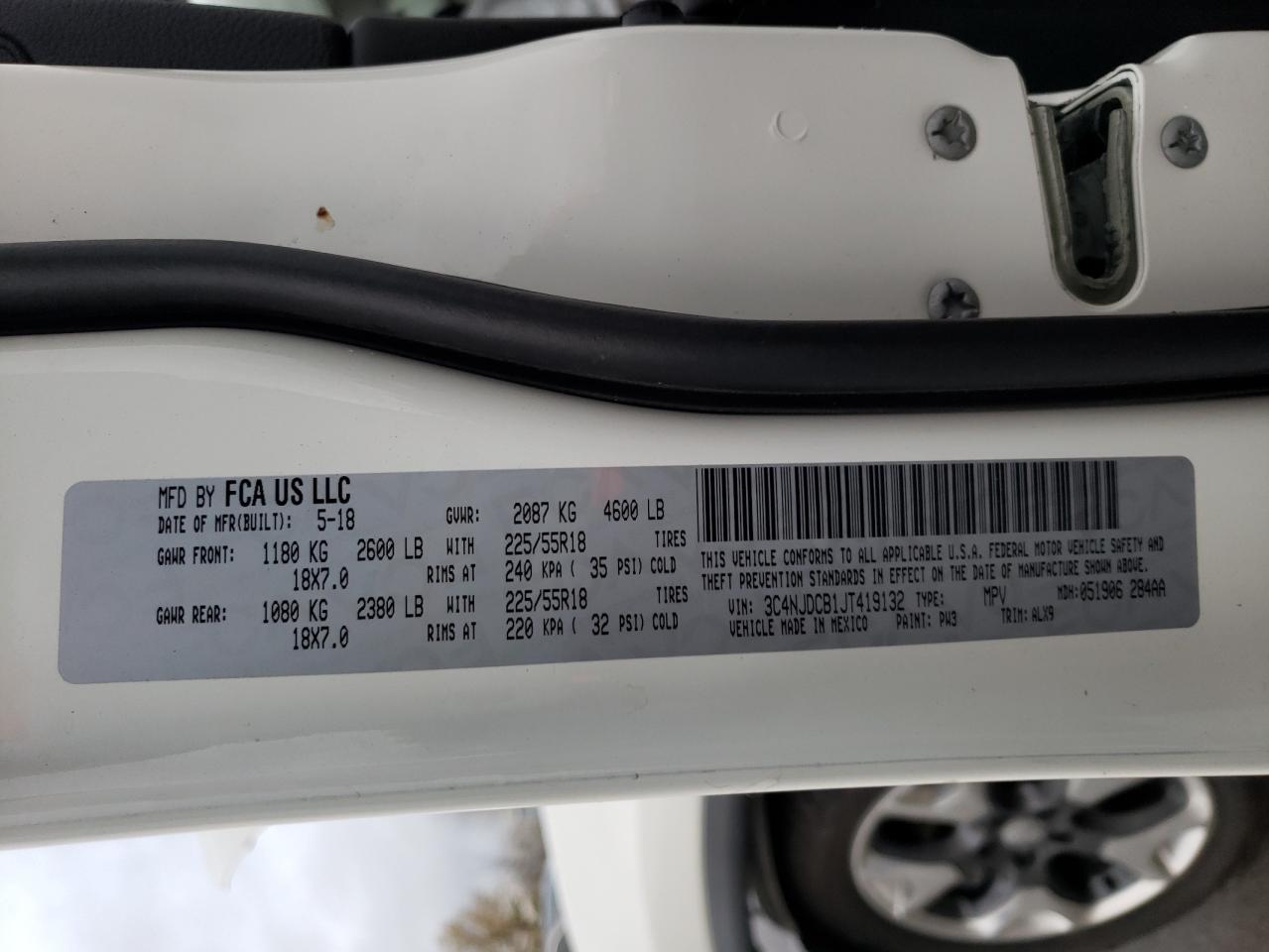 Photo 10 from auction – 2018 JEEP COMPASS LI with VIN 3C4NJDCB1JT419132