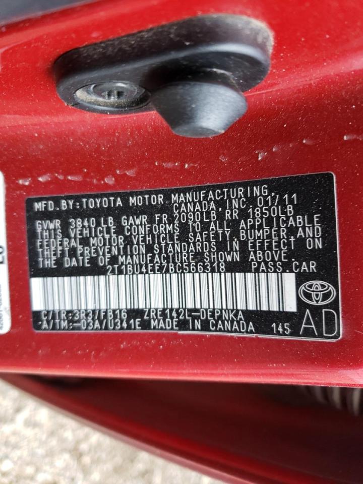 Photo 10 from auction – 2011 TOYOTA COROLLA BA with VIN 2T1BU4EE7BC566318