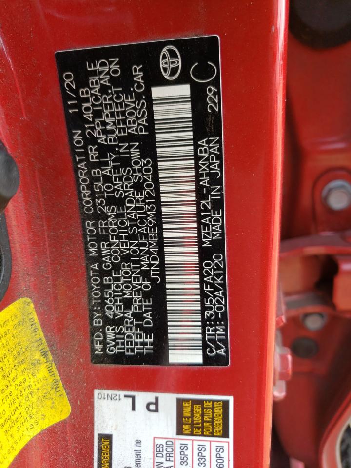 Photo 10 from auction – 2021 TOYOTA COROLLA SE with VIN JTND4MBE9M3120403
