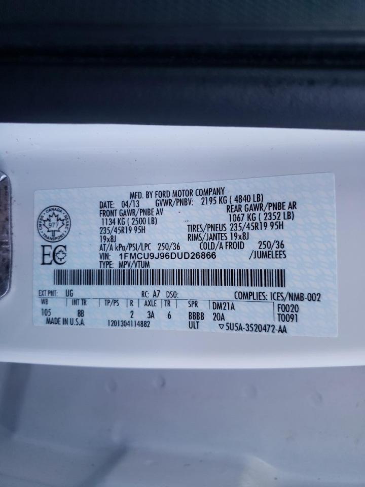Photo 10 from auction – 2013 FORD ESCAPE TIT with VIN 1FMCU9J96DUD26866