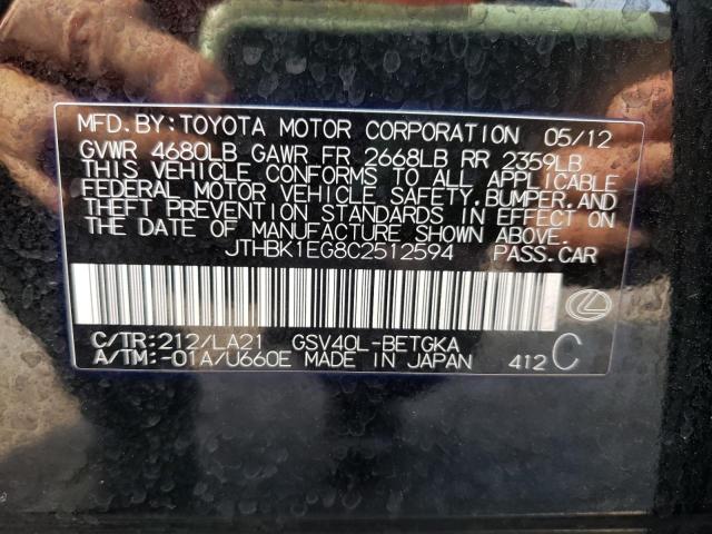 Photo 10 from auction – 2012 LEXUS ES 350 with VIN JTHBK1EG8C2512594