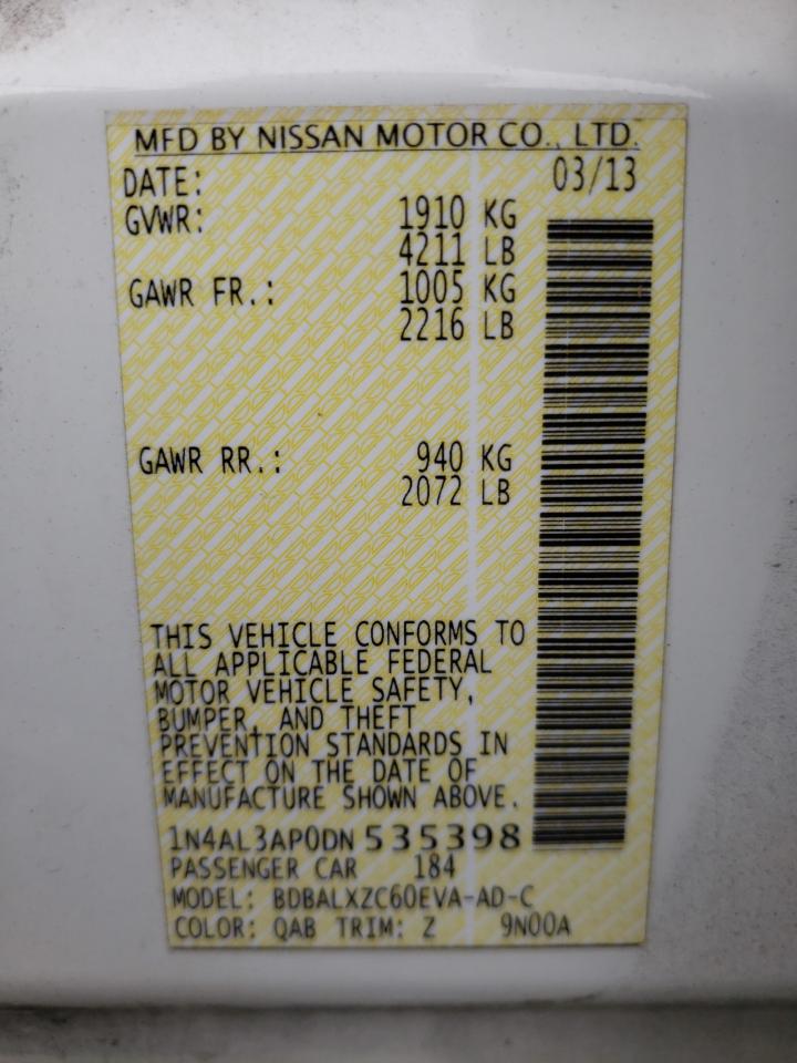 Photo 10 from auction – 2013 NISSAN ALTIMA 2.5 with VIN 1N4AL3AP0DN535398