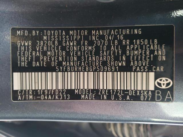 Photo 10 from auction – 2016 TOYOTA COROLLA L with VIN 5YFBURHE8GP509691