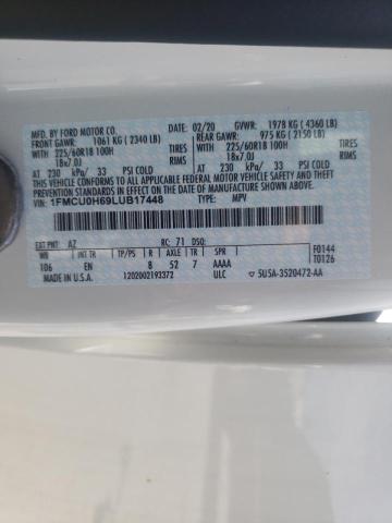 Photo 10 from auction – 2020 FORD ESCAPE SEL with VIN 1FMCU0H69LUB17448