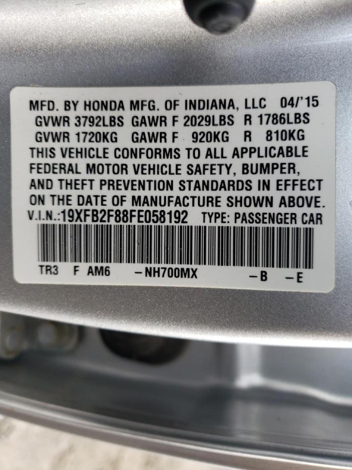 Photo 10 from auction – 2015 HONDA CIVIC EX with VIN 19XFB2F88FE058192