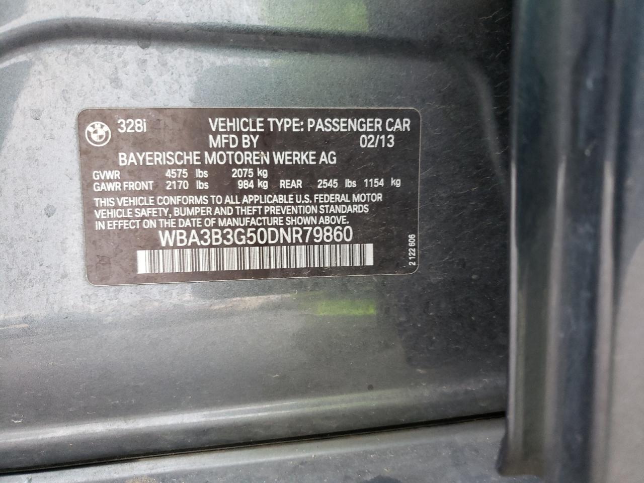 Photo 10 from auction – 2013 BMW 328 XI with VIN WBA3B3G50DNR79860