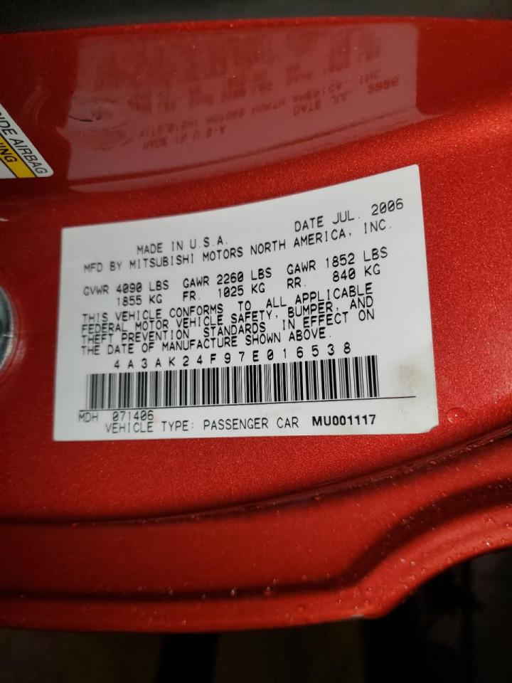 Photo 10 from auction – 2007 MITSUBISHI ECLIPSE GS with VIN 4A3AK24F97E016538